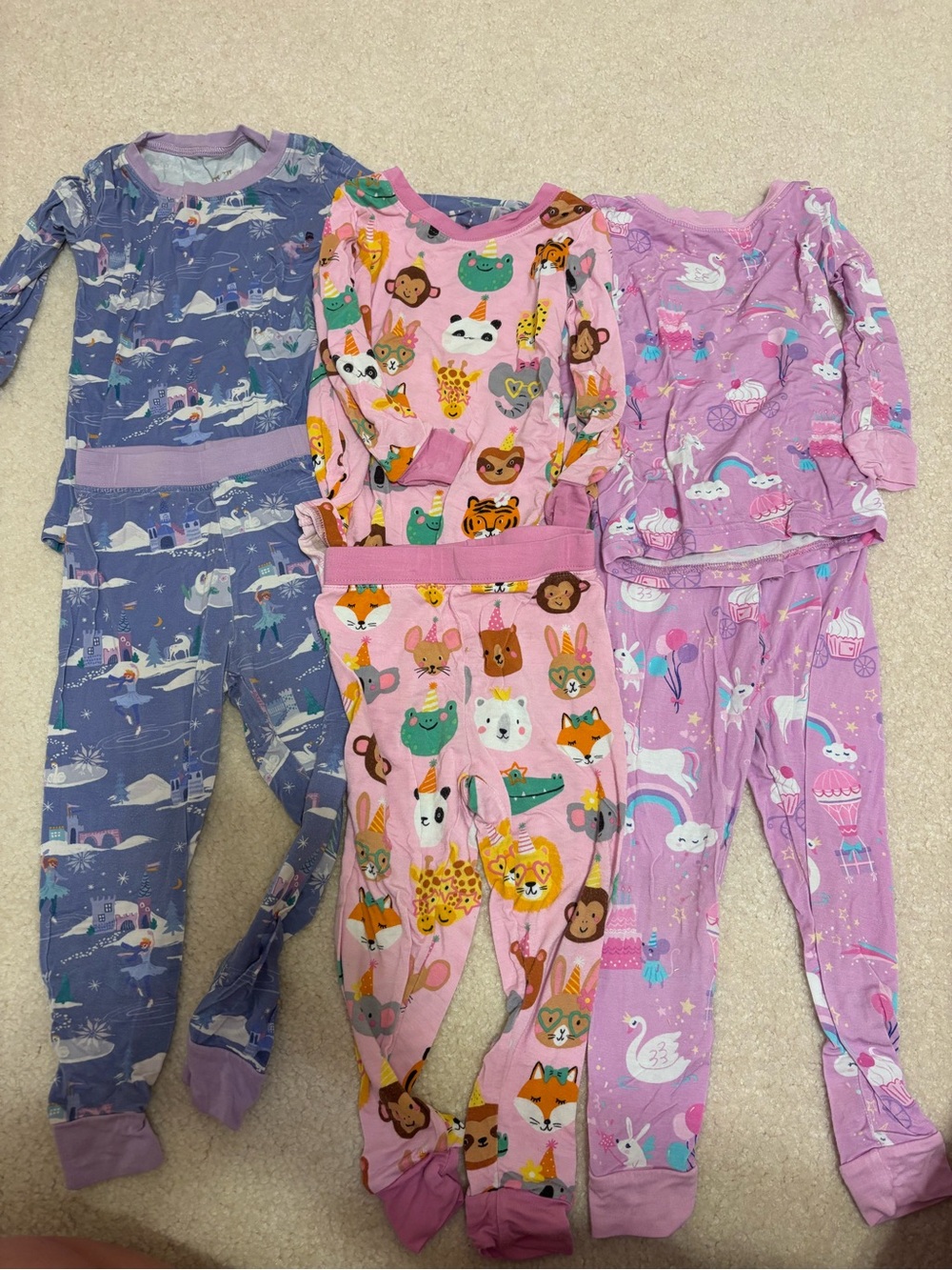 Little Sleepies Purple, Pink and Lavender Animal & Swan Pajama Set
